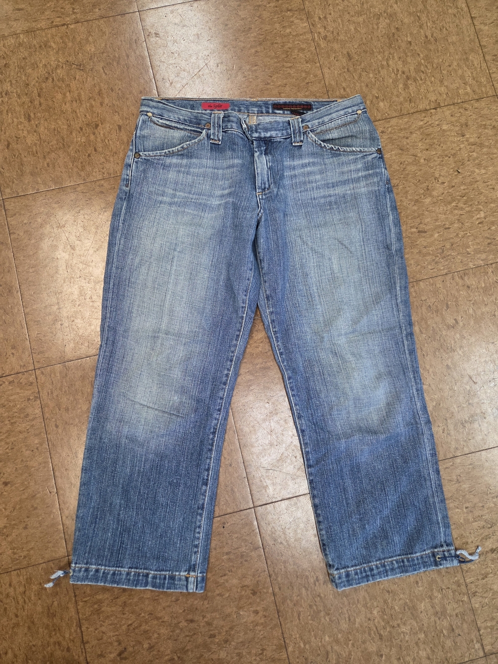 Ag Adriano Goldschmied Faded Light Blue Cropped Straight Jeans y2k
